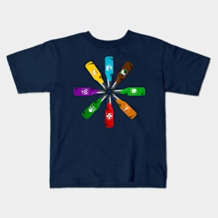 Zombie 8 Perk Pinwheel on Navy Blue Kids T-Shirt